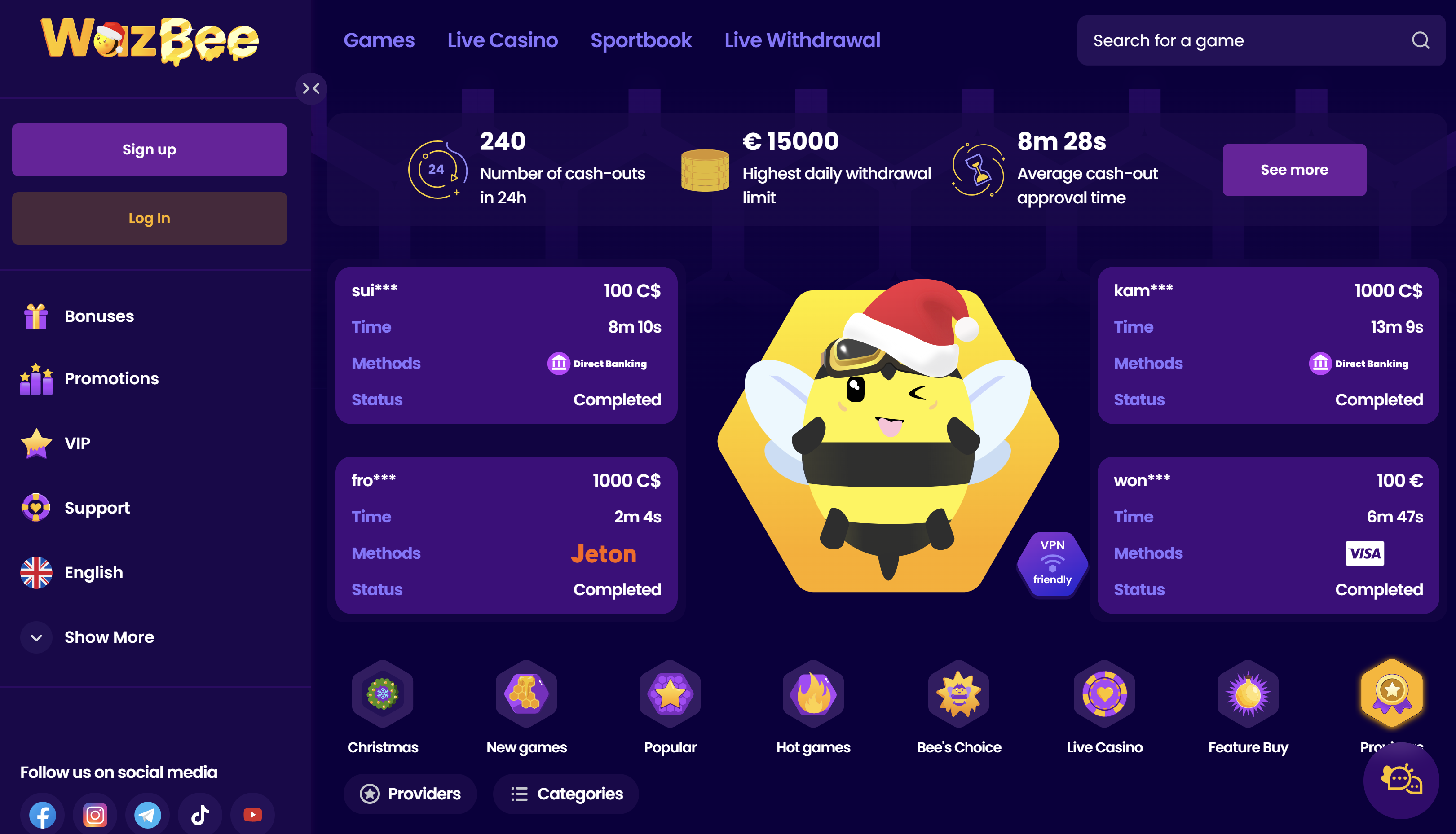 wazbee casino lažybos