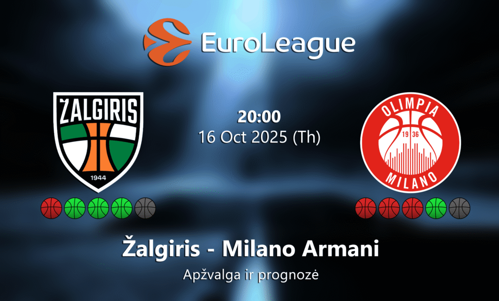 Lažybos internetu Eurolyga Žalgiris Milano Armani
