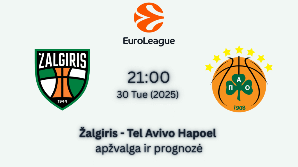 Eurolyga statymai internetu Žalgiris VS Tel Avivo Hapoel