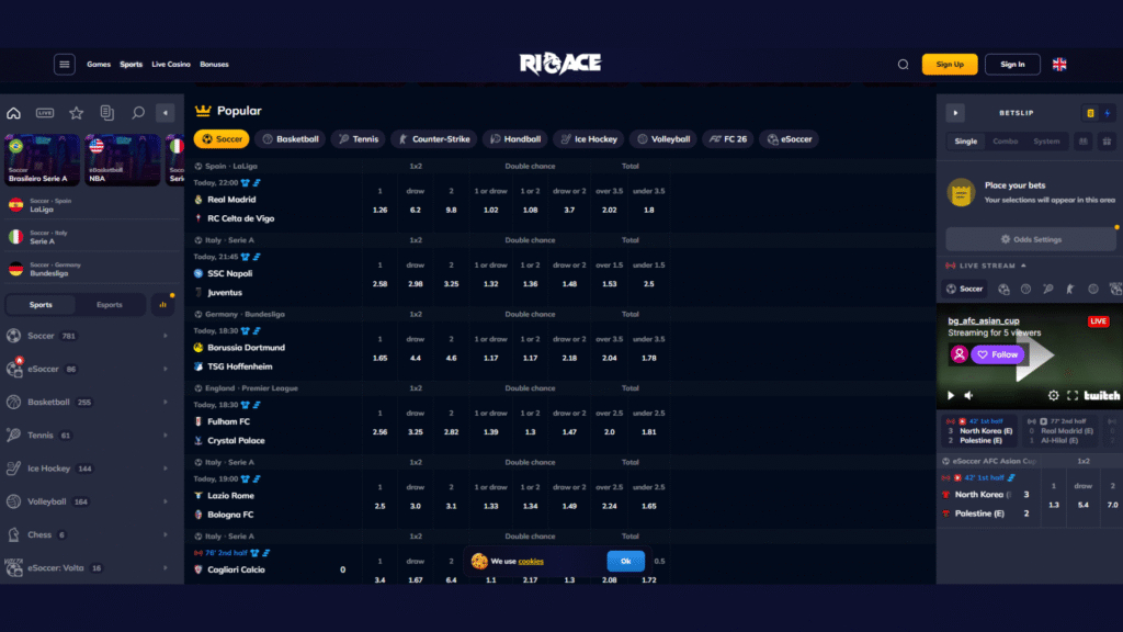 Lažybos internetu futbolas Rioace