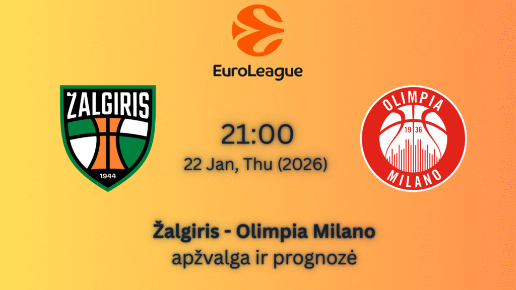 Eurolyga 2026 lažybos internetu Žalgiris VS Milano Olimpia