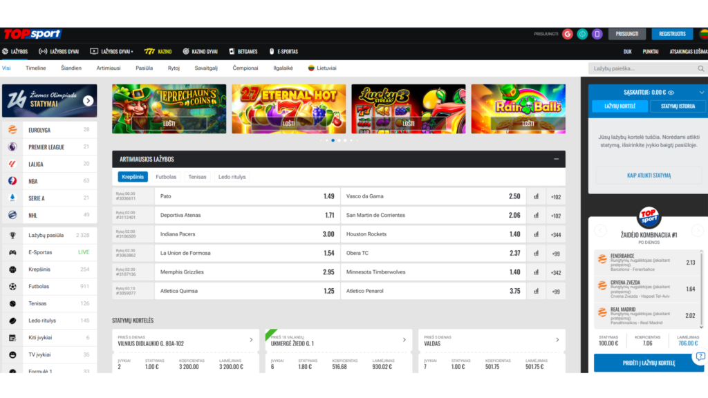 TopSport sporto lažybos internetu
