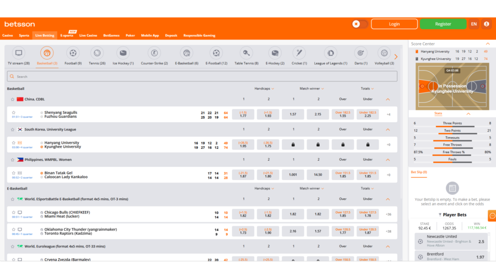 Sporto statymai internetu gyvai live Betsson