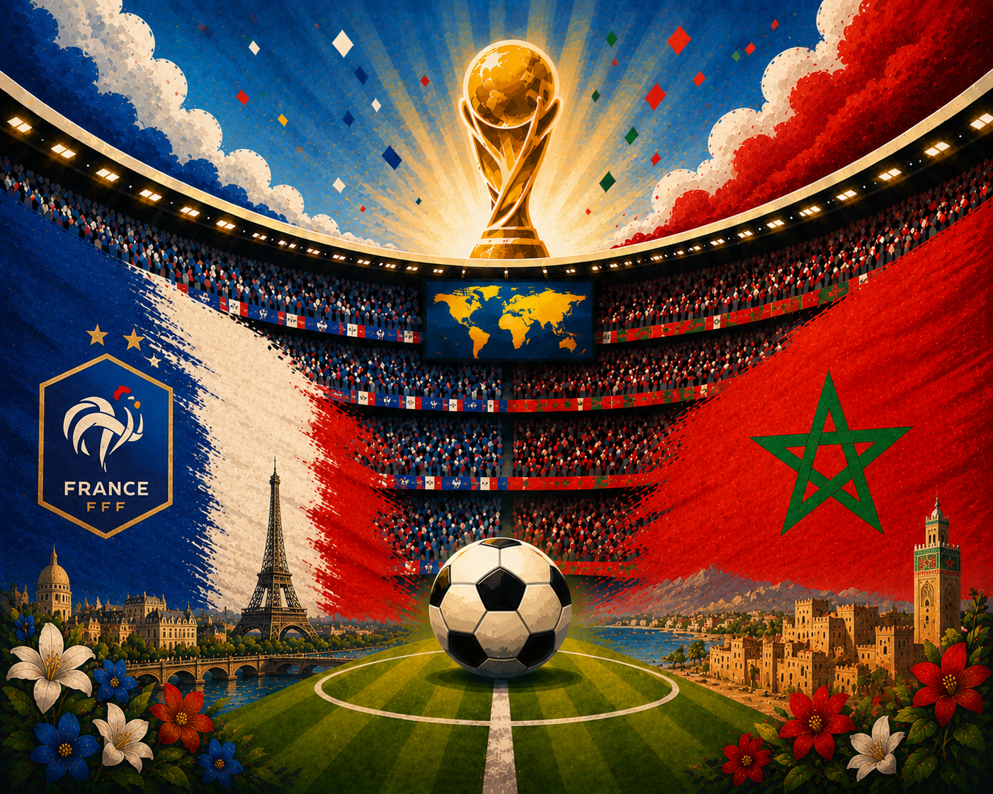 prancuzija marokas pasaulio futbolo cempionatas 2026 prognoze